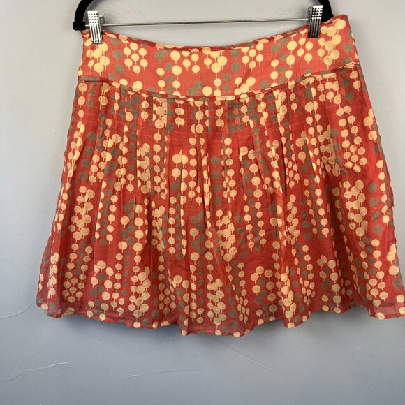 Fossil Silk Cotton Blend Pleated Polka Dot Skirt Size 10 - Picture 6 of 6